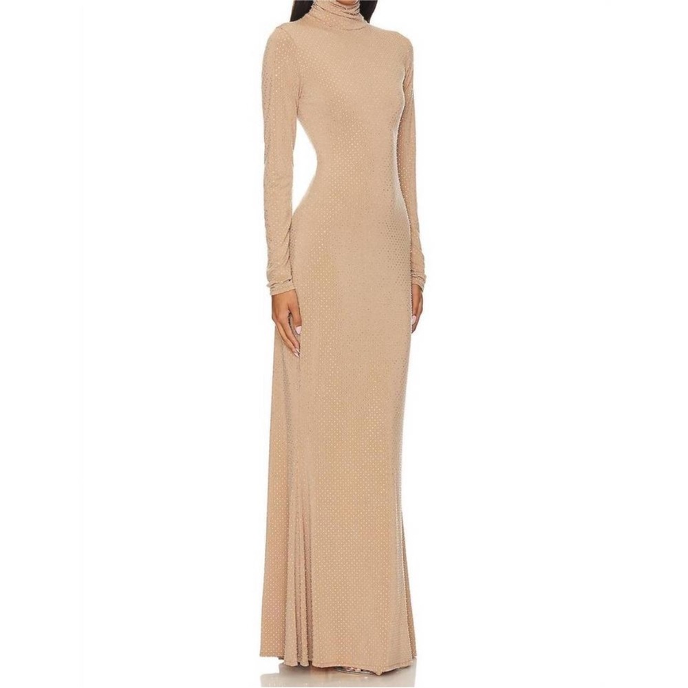 Show me your MuMu -Chic and Sexy  Tan Long Sleeve Dress